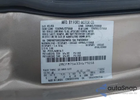 2003 Mercury Grand Marquis Ls from USA, damaged, VIN 2MEFM75W33X679058